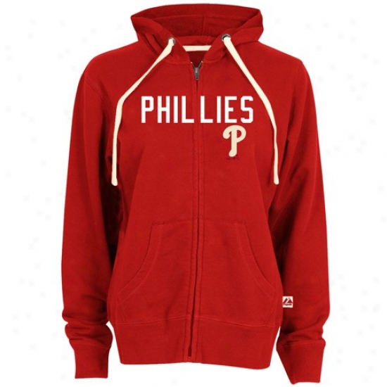 Philadelphia Phillies Hoody : Majestic Philadelphia Phillies Ladies Red Fan Farw Full Zip Hoody