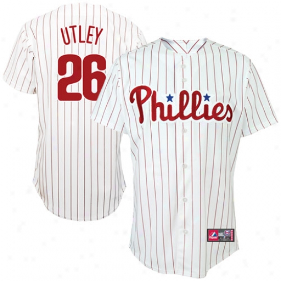 Philadelphia Phillies Jersey : Majestic Philadelphia Phillies #26 Chase Utley White Pinstripe Replica Playyer Jersey