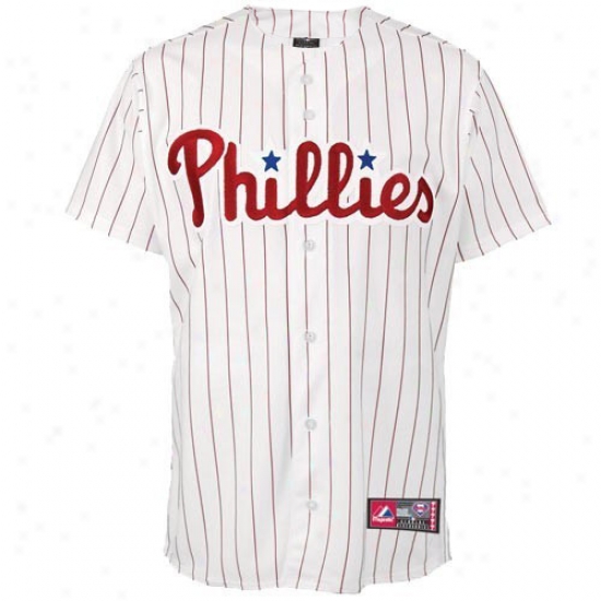 Philadelphia Phillies Jersey : Majestic Philadelphia Phillies Youth Whiite Pinstripe Replica Baseball Jersey