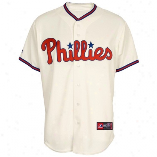 Philadelphia Phillise Jerseys : Majestic Philadelphia Phillies Cream Replica Baseball Jerseys