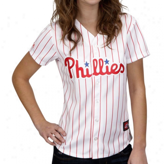 Philadelphia Phillies Jerseys : Majestic Philadelphia Phiillies Ladies White Replica Baseball Jerseys