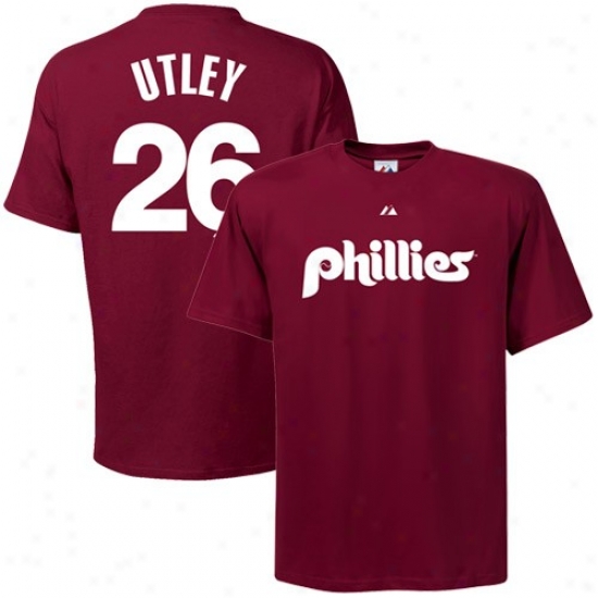 Philadelphia Phillies Shirt : Majestic Philadelphia Phillies #26 Chase Utley Maroon Player Name & Number Shirt