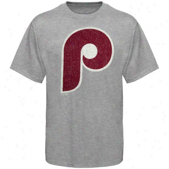 Philadelphia Phillies Shirt : Majestic Select Philadelphia Phillies Ash Official Single Logo Vintage Premium Shirt