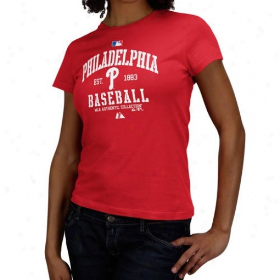 Philadelphia Phillies Shirts : Majestic Phhiladelphia Phillies Ladies Red Ac Classic Shirts