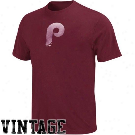 Philadelphia Phillies Shirts : Majestic Philadelphia Phillies Maroon Cooperstown Logo Fashion Fit Shirts