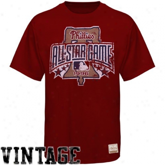Philadelphia Phillies Shirts : Majestkc Select Phildelphia Phillies Red 1996 All-star Game Commemorative Vintage Premium Shirts