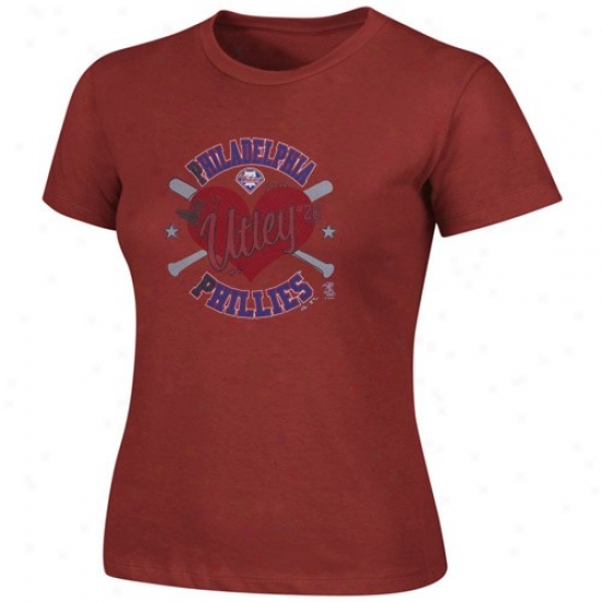 Philadelphia Phillies T-shirt : Majestic Philadelphia Phillies #26 Chase Utley Ladies Red All Time Slugger T-shirt