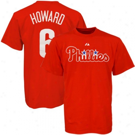 Philadelphia Phillies T-shirt : Majestic Philadelphia Phillies #6 Ryan Howard Red Youth Players T-shirt