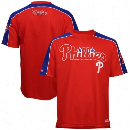 Philadelphia Phillies T Shirt : Philadelphia Phillies Red Tackle Twill Crew Premium T Shirt