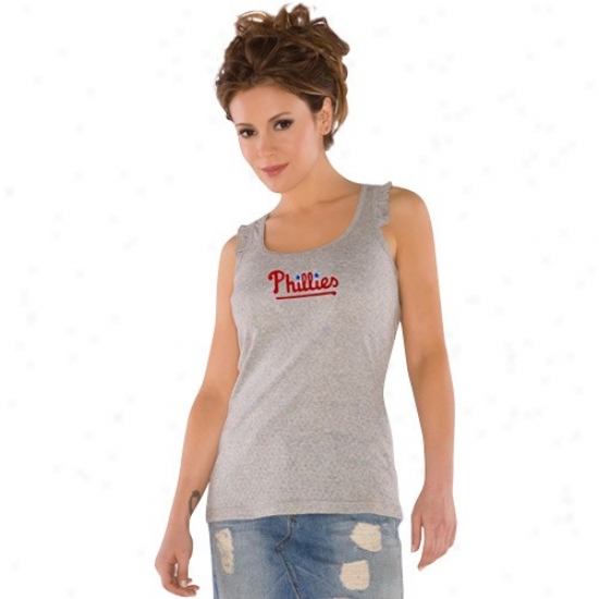 Philadelphia Phillies T Shirt : Touch By Alyssa Milano Philadelphia Phillies Ladies Gray Summer Breeze Tank Top