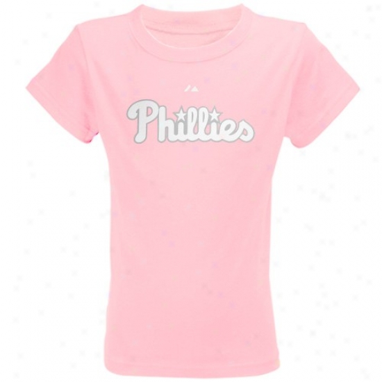 Philadelphia Phillies Tee : Majestic Philadelphia Phillies Youth Girls Pink Wordmark Tee