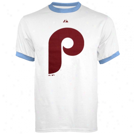 Philadelphia Phillies Tshirt : Majestic Philadelphia Phillies White Cooperstown fOficial Logo Ringer Tshirt