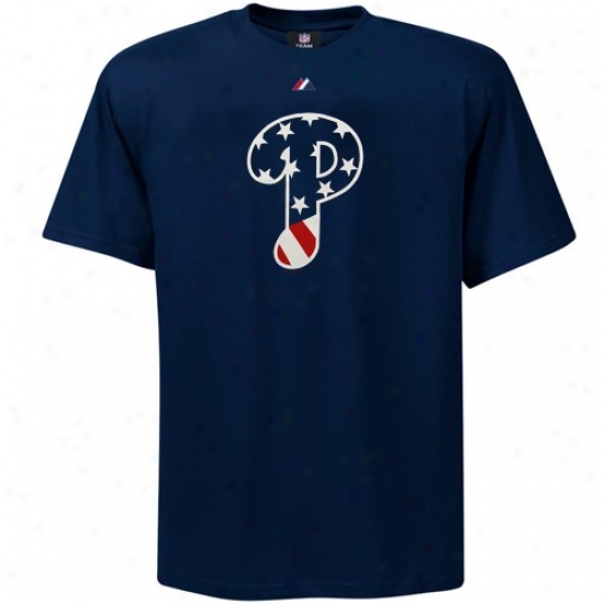 Philadelphia Phillies Tshirt : Majestic Philadelphia Phillies Navy Dismal Stars & Stripes Logo Tshirt