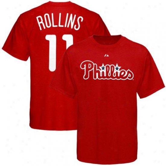Philadelphia Phillies Tshirt : Splendid Philadelphia Phillies #11 Jimy Rollins Red Player Tshirt