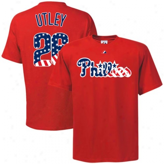 Philadelphia Phillies Tshirts : Majestic Philadelphia Phillies #26 Chase Utley Red Stars & Stripes Player Tsyirts