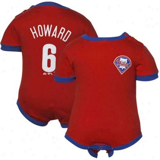 Philadelphia Phillies Tshirts : Majestic Philadelphia Phillies #6 Ryan Howard Infant Red-royal Blue Player Creeper