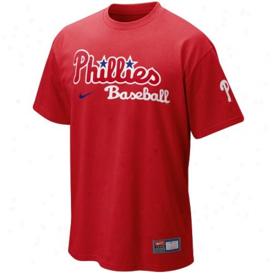 Philadelphia Phillies Tshirts : Nike Philadelphia Phillies Red Mlb Practice Tshirts