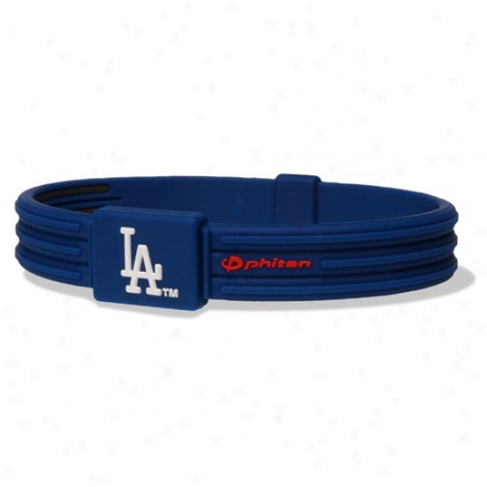 Phiten L.a. Dodgers Royal Blue Mlb Authentic Collection Silicone Bracelet S-type With Titanium Technology