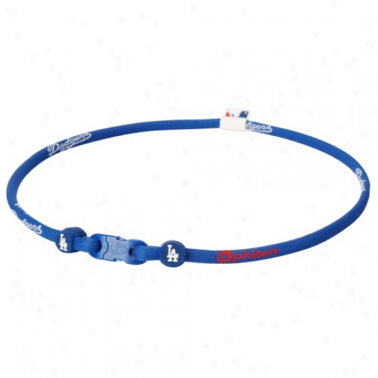 Phiten L.a. Dodgers Royal Blue Nylon X30 Necklace With Titanium Technology