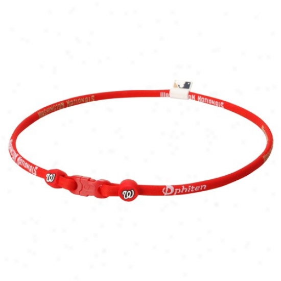 Phiten Washington Natjonals Red Nylon X30 Necklace With Titanium Technology