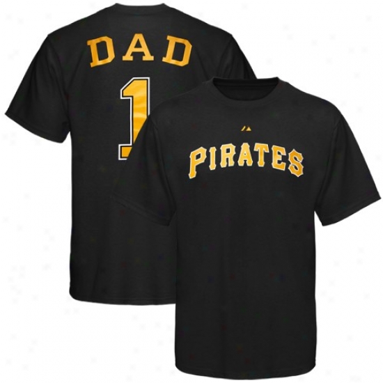 Pittsburgh Pirates Attire: Majestic Pittsburgh Pirates Black #1 Dad T-shirt