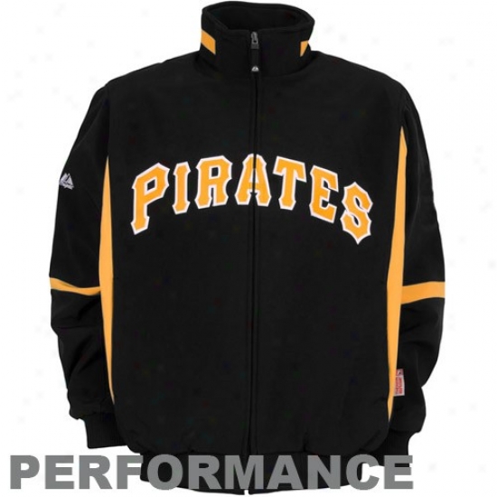 Pittsburgh Pirates Jacket : Majestic Pittsburgh Pirates Youth Black Therma Base Prsmier Elevation Perfodmance Jacket