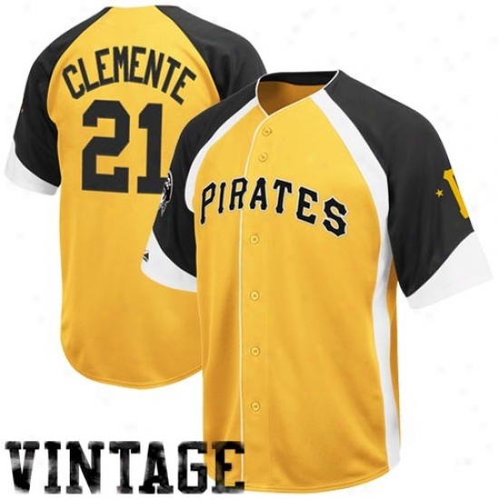 Pittsburgh Pirates Jerseys : Majestic Pittsburgh Pirates #21 Roberto Clemente Gold-black Wheelhouse Cooperstown Player Baseball Jerseys