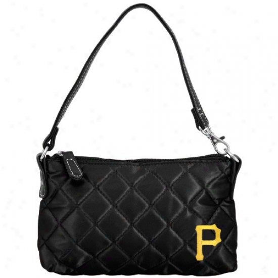 Pittsburgh Pirates Ladies Black Wirstlet Quilted Purse