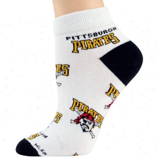 Pittsburgh Pirates Ladies White All Over Team Logo Ankle Socks