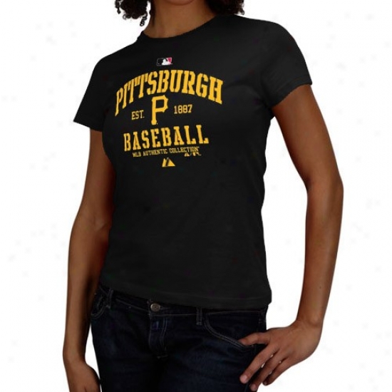 Pittsburgh Pirates T Shirt : Majestic Pittsburgh Piratrs Ladies Black Ac Classic T Shirt