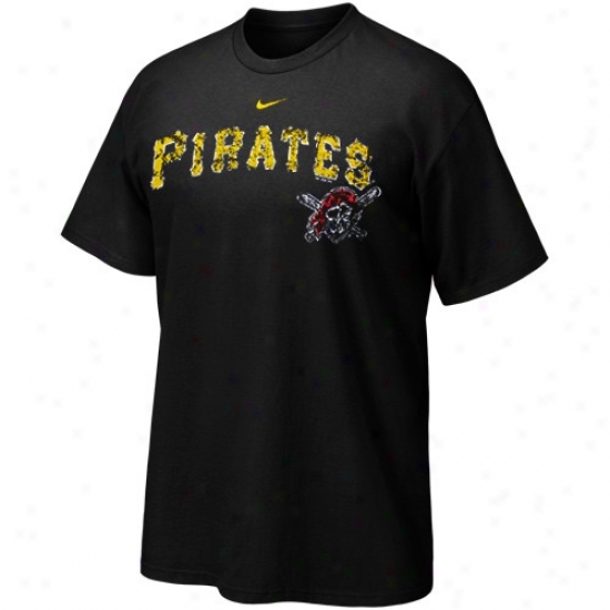 Pittsburgh Pirates Tees : Nike Pittsburgh Pirates Youth Black Distressed Mlb Tees