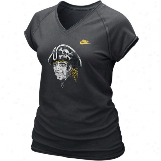 Pittsburgh Pirates Tshirt : Nike Pittsburgh Pirates Ladies Black Cooperstown Bases Loaded Tshirt