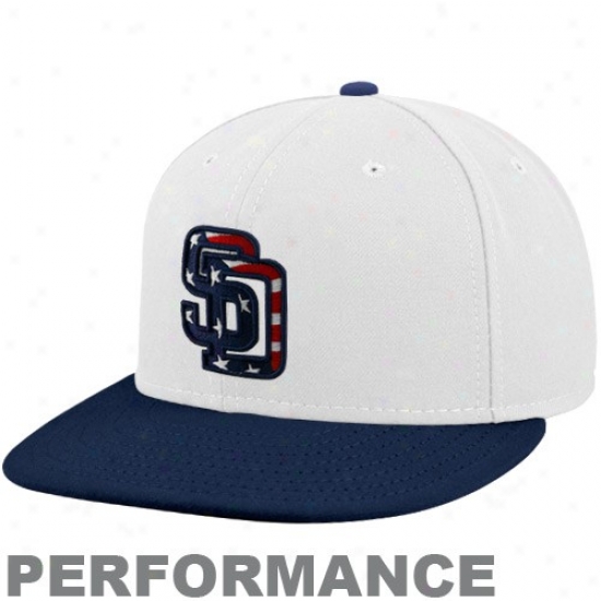 San Diego Padres Gear: New Era San Diego Padres White-navy Blue Stars & Stripes On-field 59fifty Fitted Performance Hat