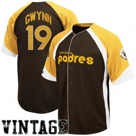 San Diego Padres Jerseys : Majestic San Diego Padres #19 Tony Gwynn Brown-gold Wheelhouse Cooperstown Player Baseball Jerseys