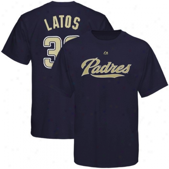 San Diego Padres Shirts  :Majestic San Diego Padres #38 Mat Latos Navy Blue Gamester Shirts