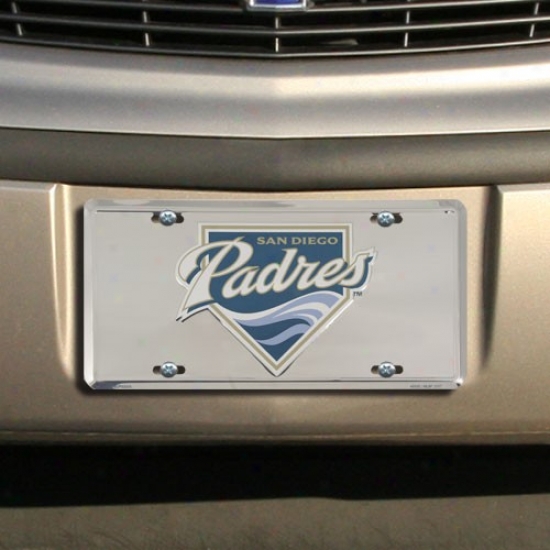 Szn Diego Padres Silver Super Stock Metal License Plate