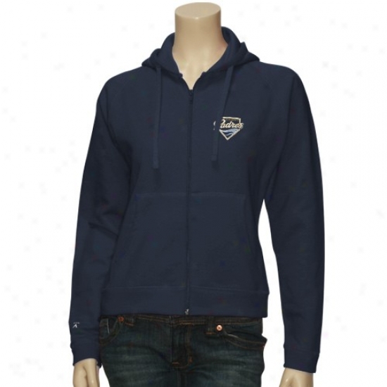 San Diego Padres Sweatshirt : Antigua San Diego Padres Ladies Navy Blue Full Zip Sweatshirt