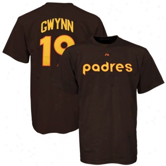San Diegi Padres Tee : Majestic San Diego Padres #19 Tony Gwynn Youth Brown Cooperstown Player Tee