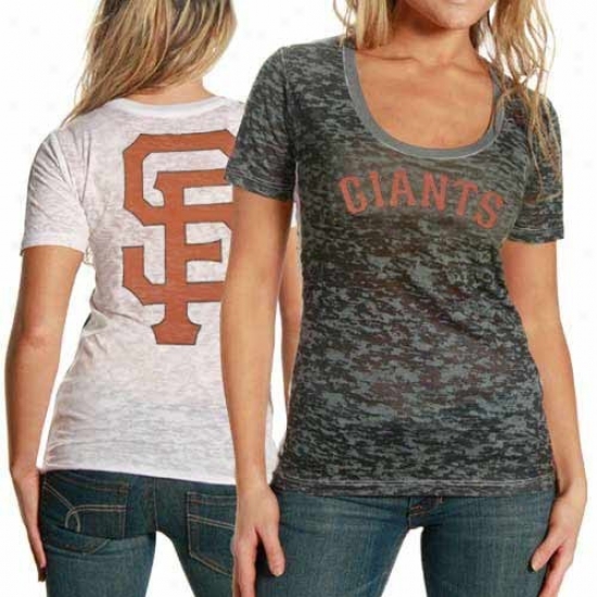 San Francisco Giants Clothes: Touch By Alyssa Milano San Francisco Giants Black-white Superfan Sheer Burnout Annual rate  T-shirt