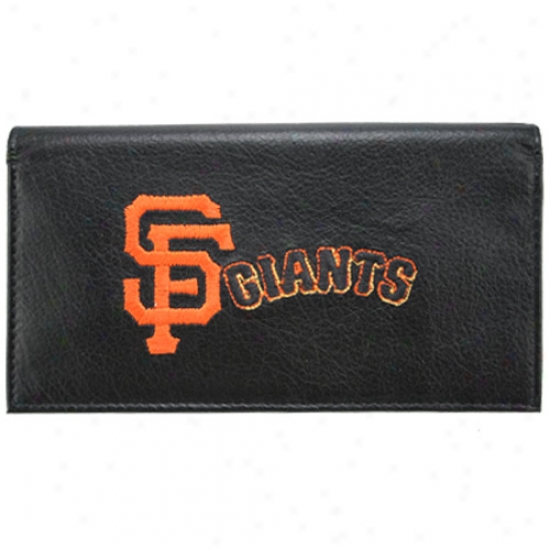San Francisco Giants Black Embroidered Leather Checkbook Cover