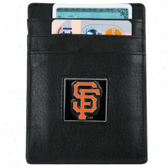 San Francisco Giants Black Leathee Money Clip And Business Card Holder