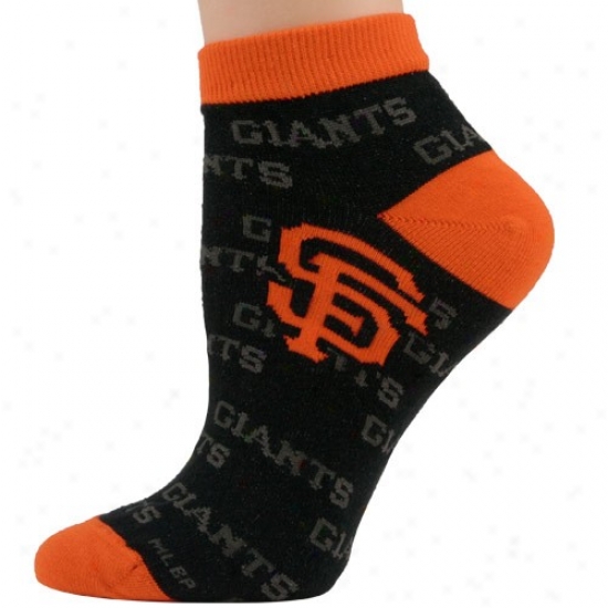 San Francisco Giants Ladies Black Background Repeat Ankle Socks
