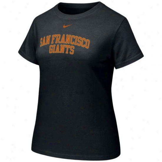 San Francisco Giants T-shirt : Nike San Francisco Giants Ladies Black Arch Crew T-shirt