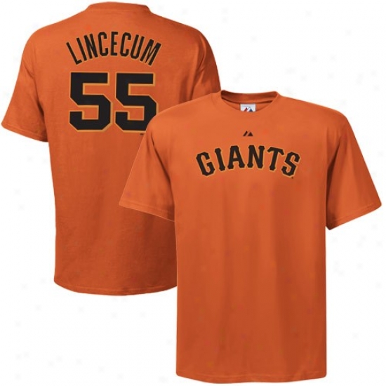 San Francisco Giants Tshirt : Majestic San Francisco Giants #55 Tim Lincecum Orange Player Tshirt