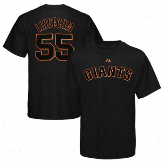San Francisco Giants Tshirt : Majestic San Francisco Giants #55 Tim Lincecum Youth Black Player Name & Designate by ~ Tshirt