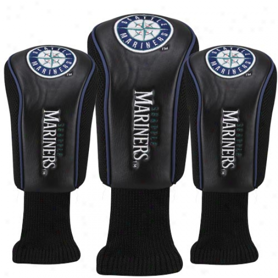 Seattle Mariners Black 3-pack Golf Association Headcovers