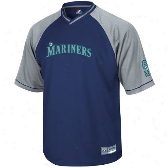 Seattle Mariners Jersey : Majestic Seattle Mariners Navy Blue-gray Full Force V-neck Jerzey
