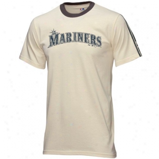 Seattle Mariners Shirts : Majestic Seattle Mariners Natural Vintage Streak Shirts