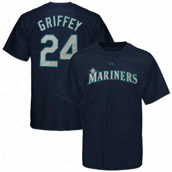 Seattle Mariners Shirts : Majestic Seattle Mariners #24 Ken Griffey Jr. Youth Navy Blue Player Shirts
