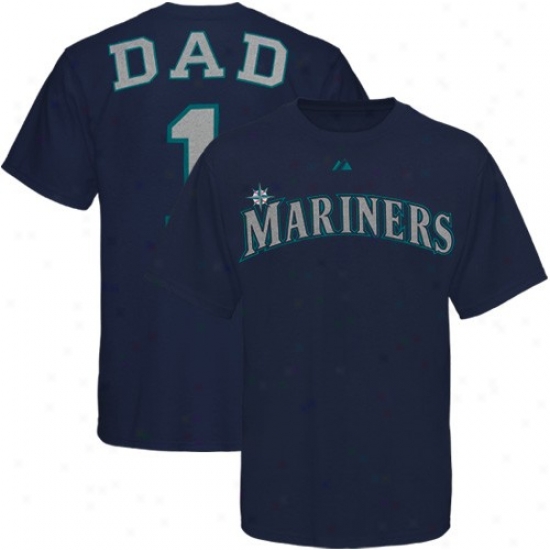 Seattle Mariners Tees : Majestic Seattle Mariners Navy Blue #1 aDd Tees